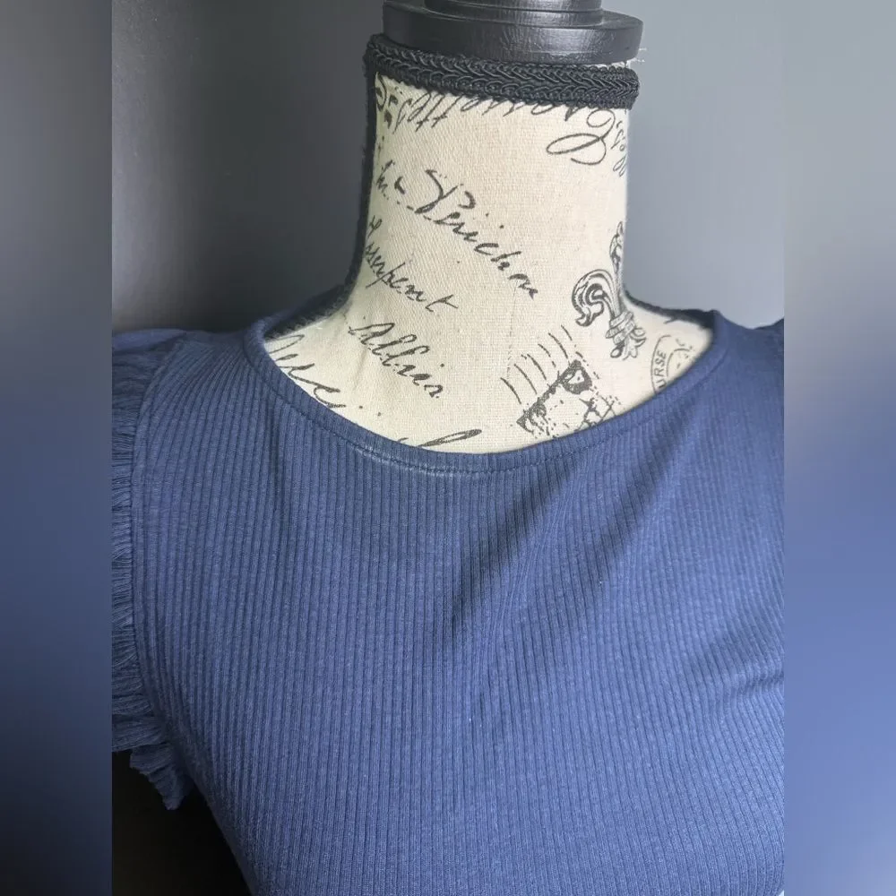 J.Crew Vintage rib ruffle boatneck tank top NWT Size S